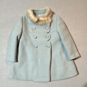 Childcraft Vintage Girl Coat Size 4 Light Blue Faux Fur Collar Photo Shoot ready